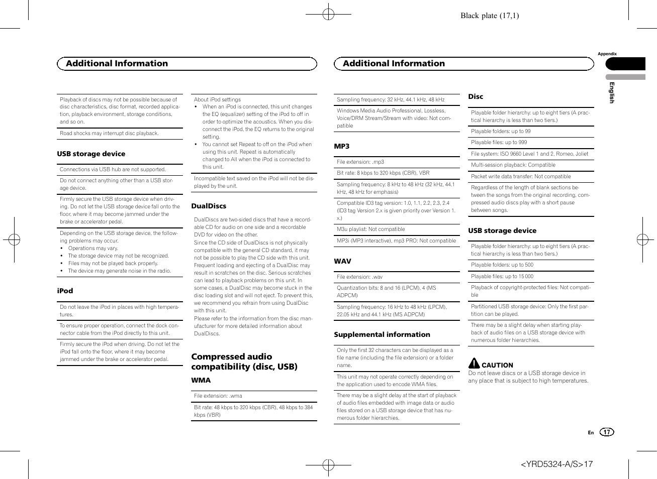 Compressed audio compatibility (disc, usb), Additional information | Pioneer DEH-73BT User Manual | Page 17 / 64