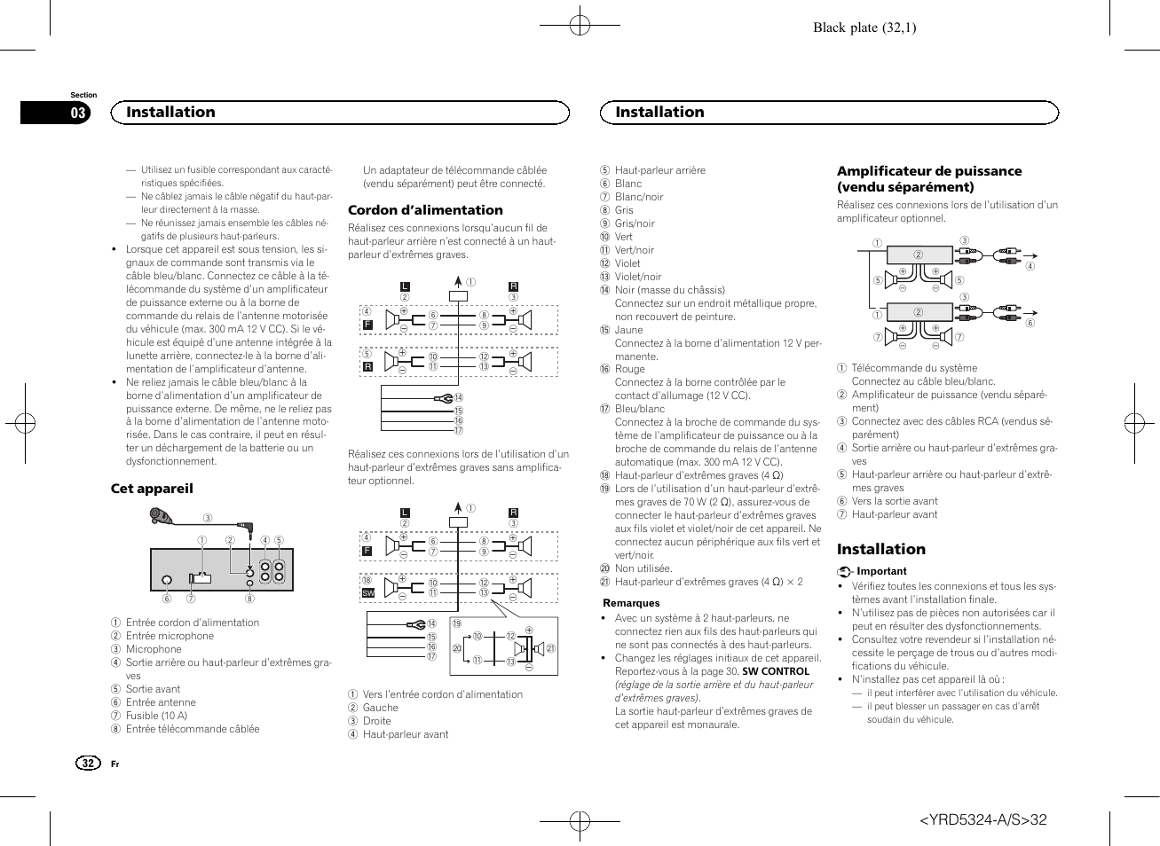 Installation, Installation 03 | Pioneer DEH-73BT User Manual | Page 32 / 64