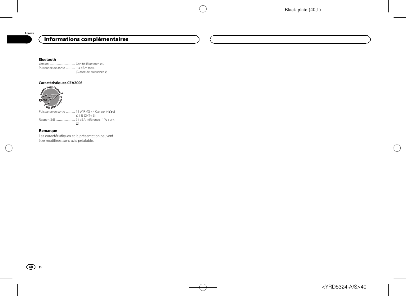 Informations complémentaires | Pioneer DEH-73BT User Manual | Page 40 / 64