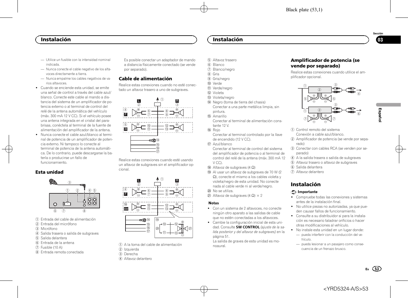 Instalación, Instalación 03 | Pioneer DEH-73BT User Manual | Page 53 / 64