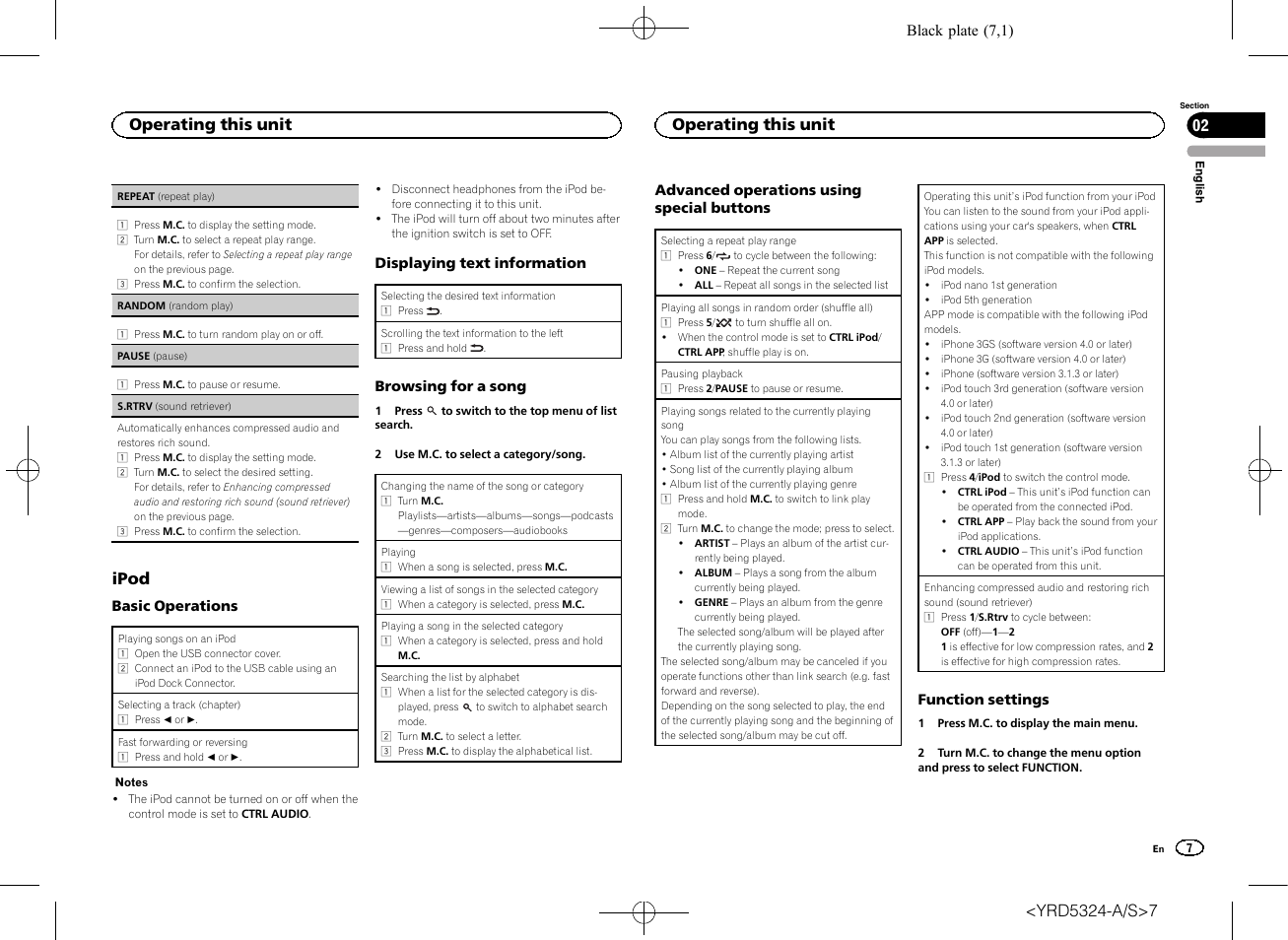 Ipod, Operating this unit 02, Operating this unit | Pioneer DEH-73BT User Manual | Page 7 / 64