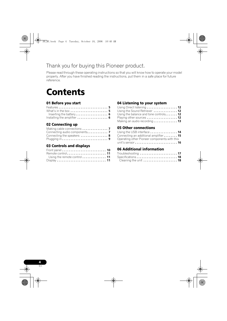 Pioneer A-A9-J User Manual | Page 4 / 109