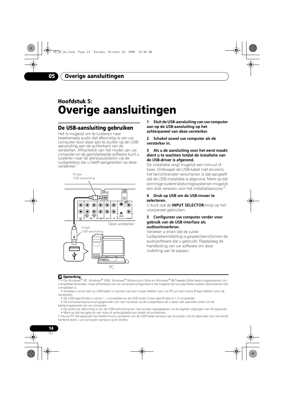 05 overige aansluitingen, De usb-aansluiting gebruiken, Overige aansluitingen | Overige aansluitingen 05, Hoofdstuk 5 | Pioneer A-A9-J User Manual | Page 68 / 109