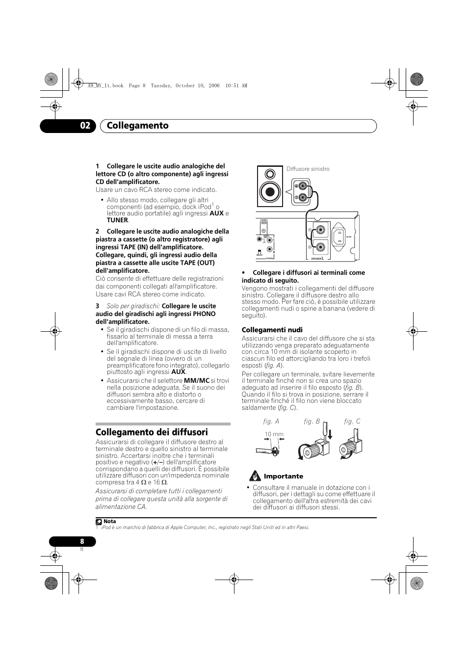 Collegamento dei diffusori, Collegamento 02 | Pioneer A-A9-J User Manual | Page 80 / 109