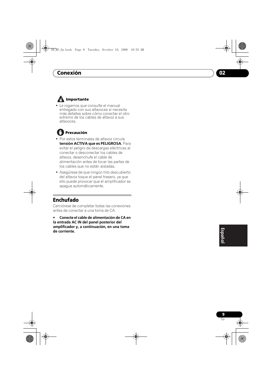 Enchufado, Conexión 02 | Pioneer A-A9-J User Manual | Page 99 / 109