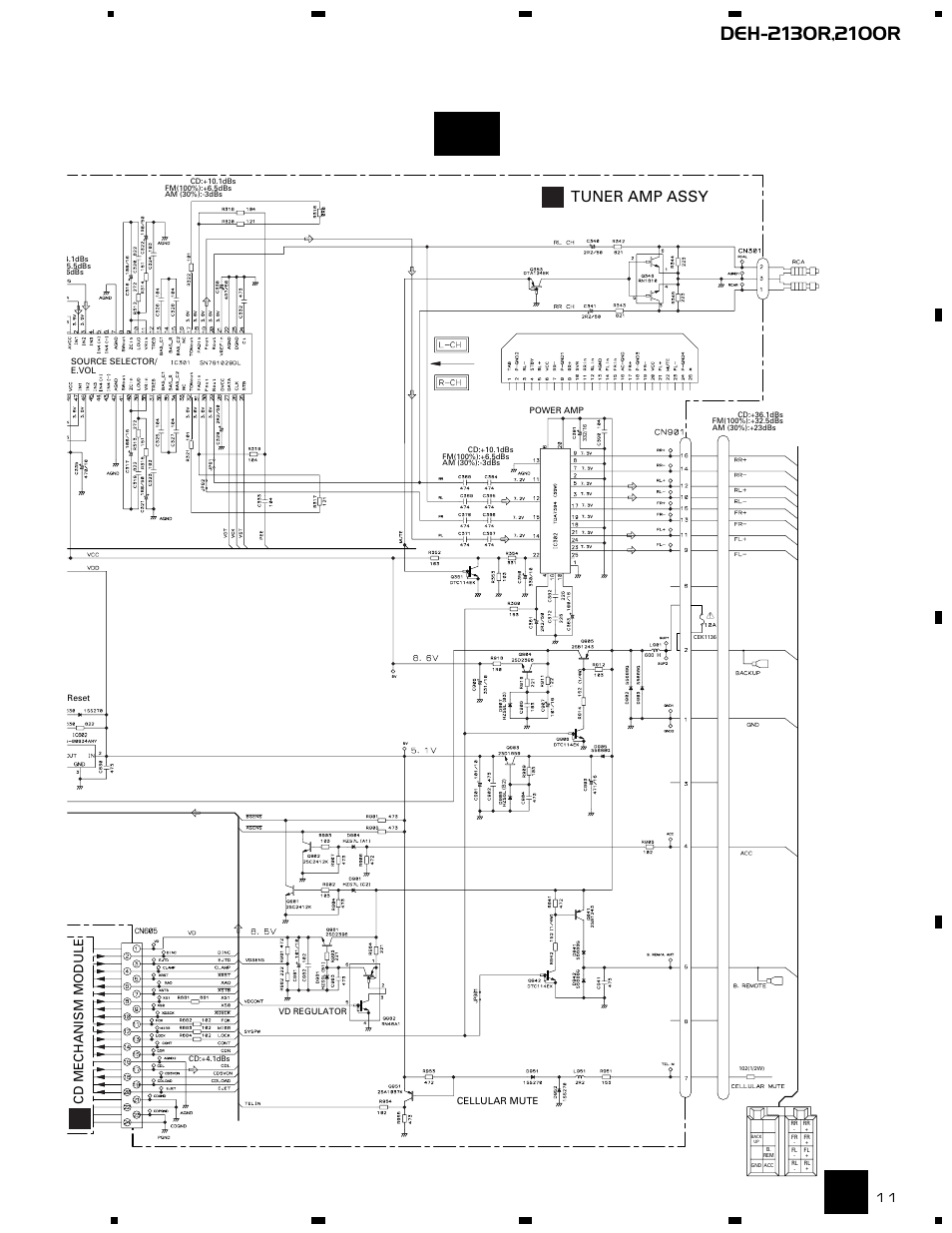 Cd:+4, Fm(100%):-15, Am (30%):-26 | A-b a, Tuner amp assy, Cd mechanism module | Pioneer DEH-2130R  EN User Manual | Page 11 / 66