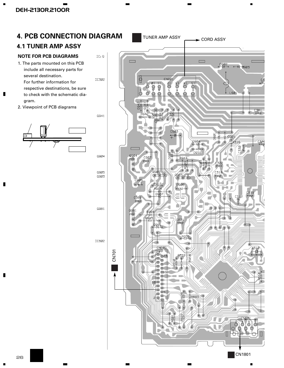 Pcb connection diagram, 1 tuner amp assy | Pioneer DEH-2130R  EN User Manual | Page 26 / 66