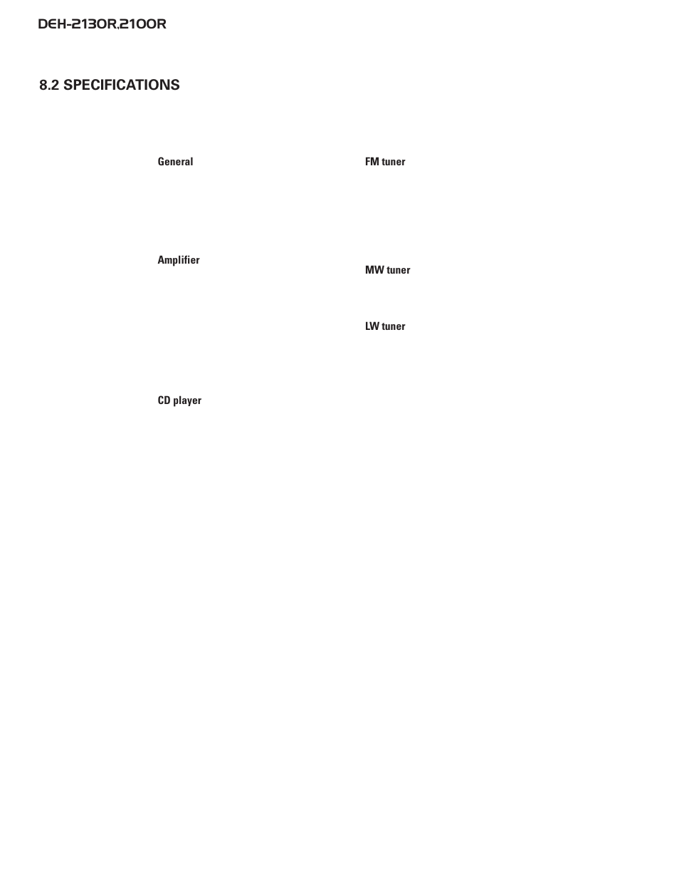 2 specifications | Pioneer DEH-2130R  EN User Manual | Page 66 / 66