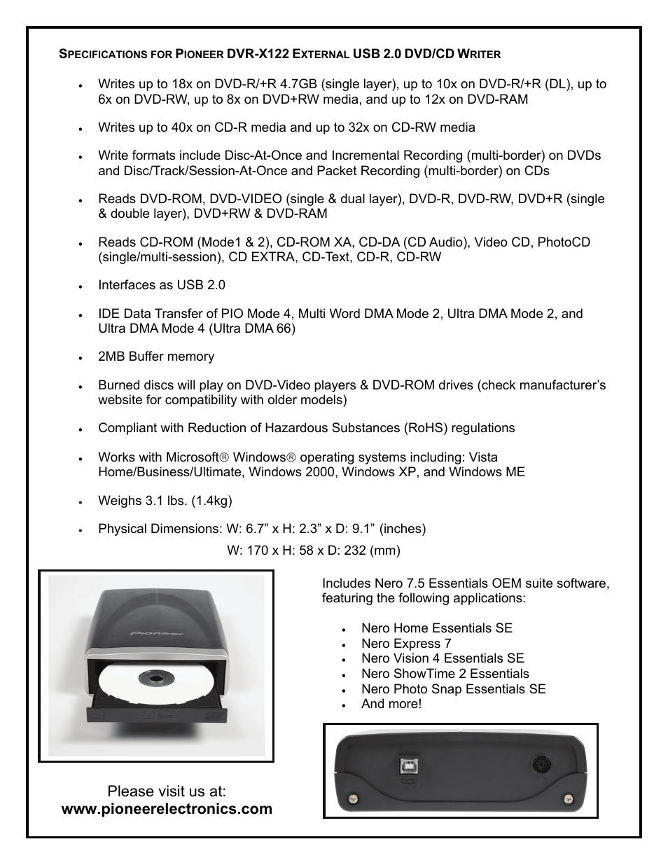 Pioneer DVR-X122 User Manual | Page 2 / 2