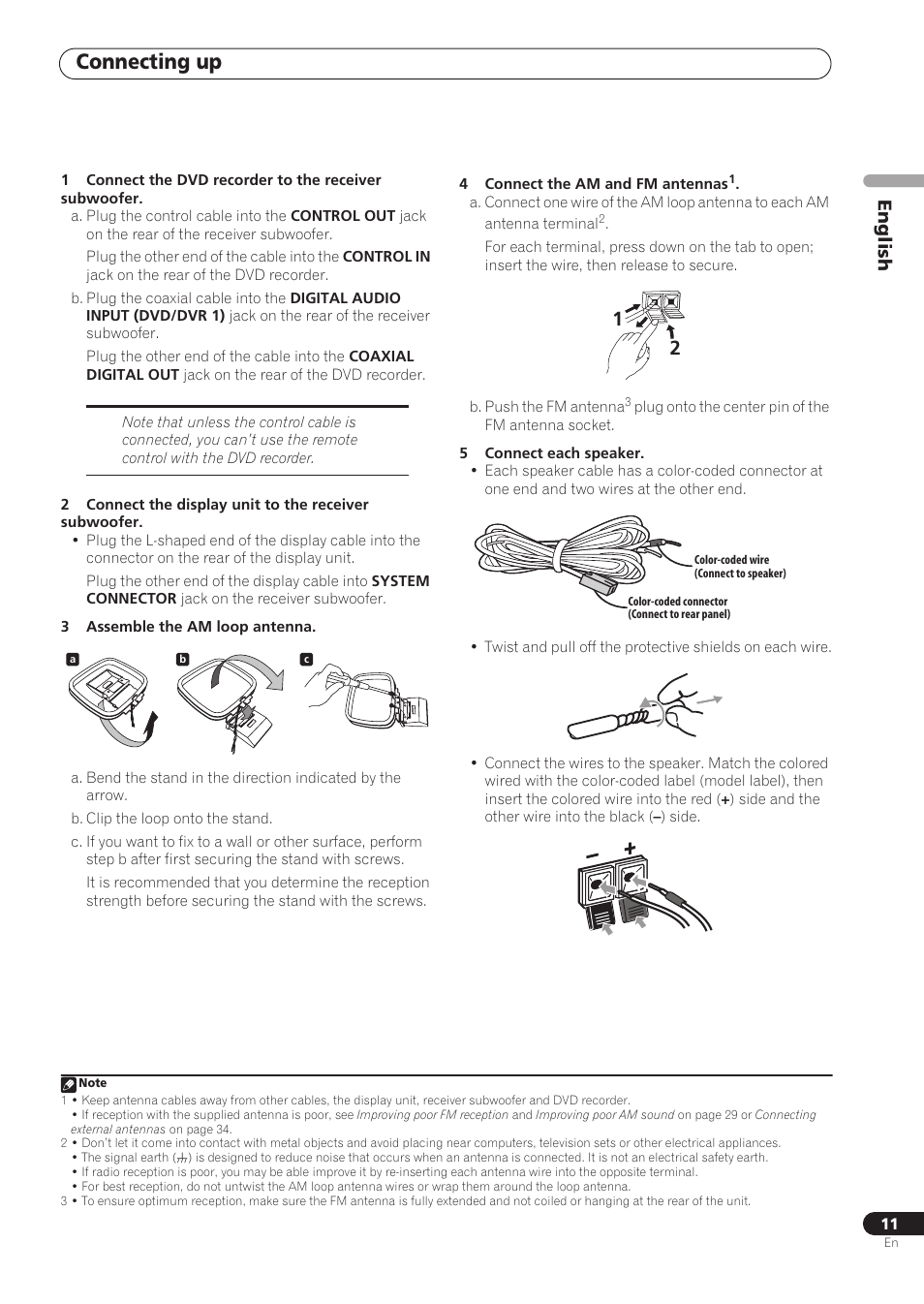 Connecting up, English | Pioneer RCS-606H User Manual | Page 11 / 152