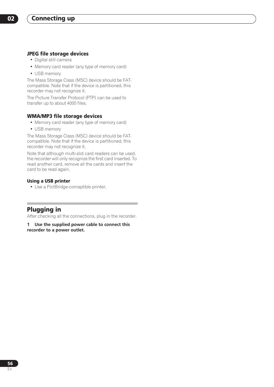 Connecting up 02, Plugging in | Pioneer RCS-606H User Manual | Page 56 / 152
