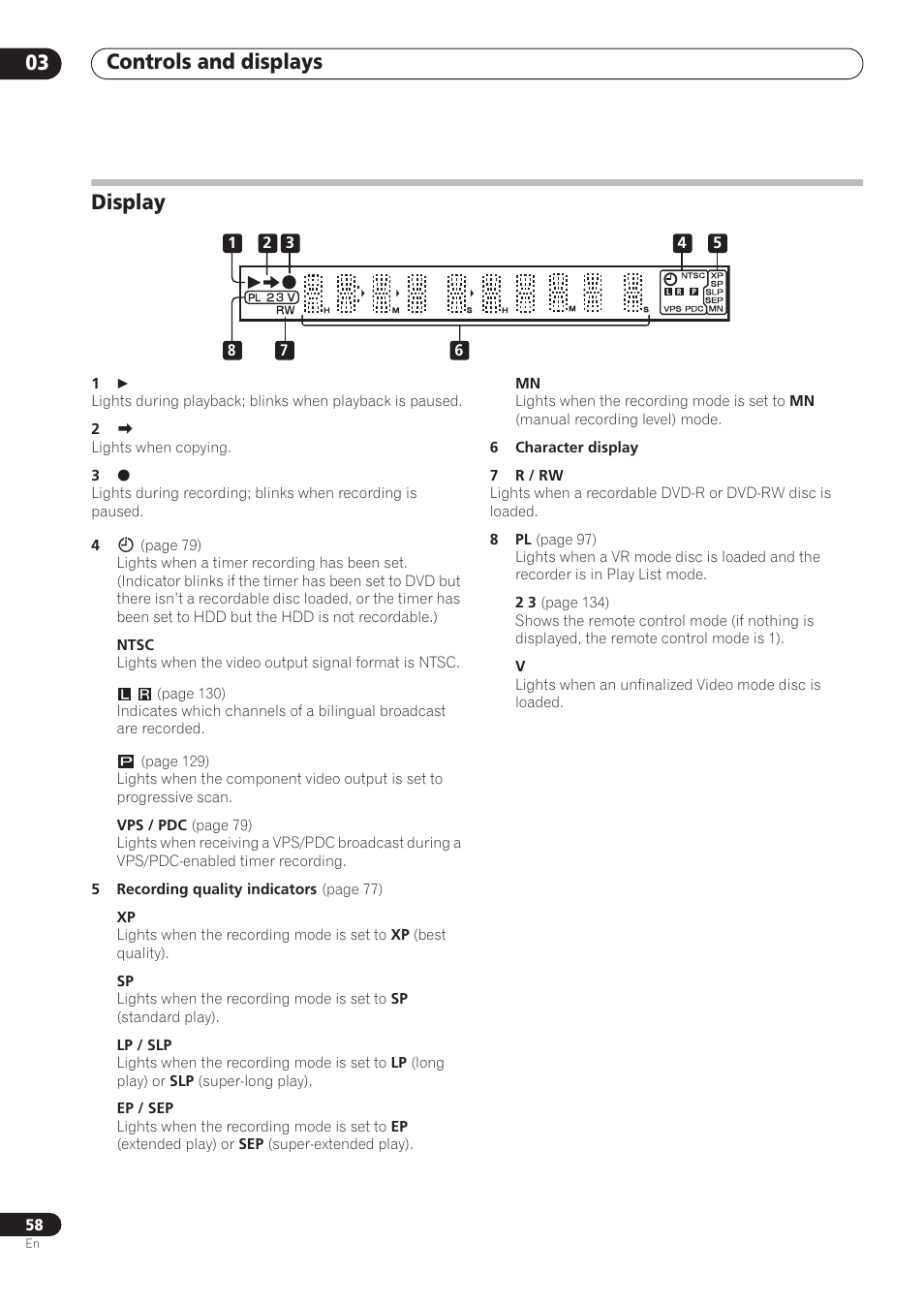 Controls and displays 03, Display | Pioneer RCS-606H User Manual | Page 58 / 152