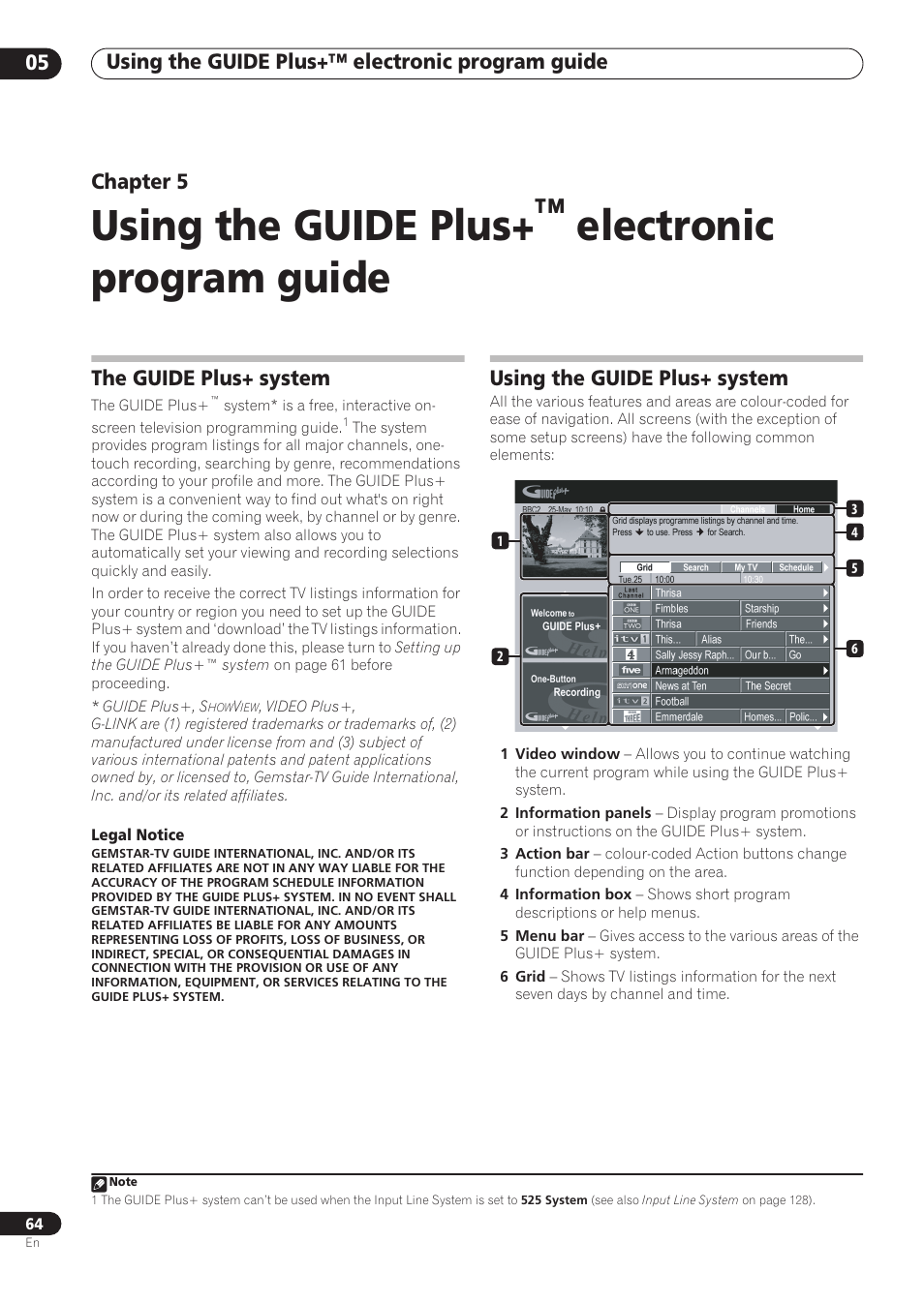 Using the guide plus, Electronic program guide, Using the guide plus+™ electronic program guide 05 | Chapter 5, The guide plus+ system, Using the guide plus+ system | Pioneer RCS-606H User Manual | Page 64 / 152