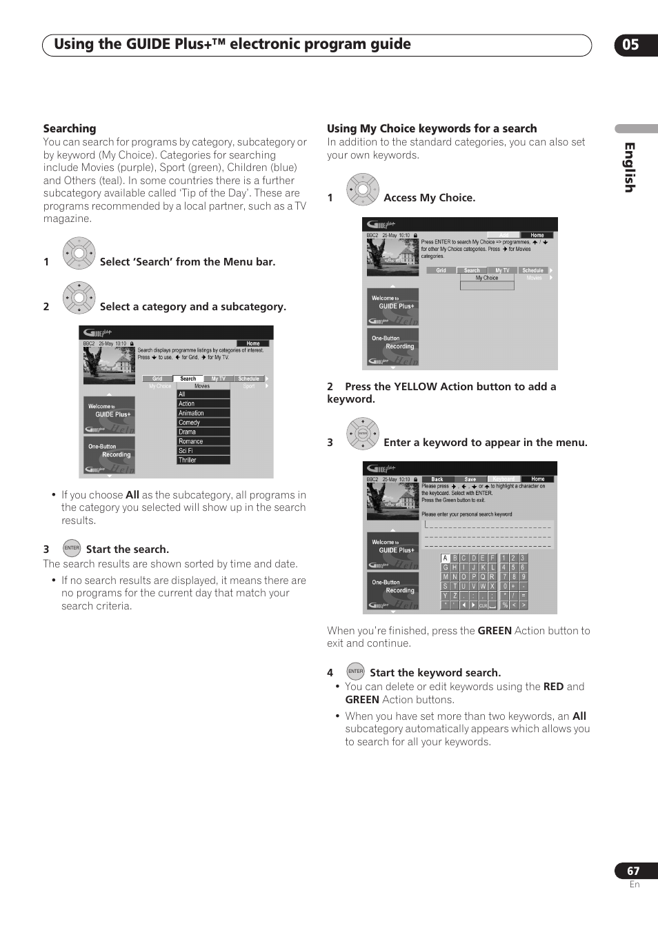 Using the guide plus+™ electronic program guide 05, English | Pioneer RCS-606H User Manual | Page 67 / 152