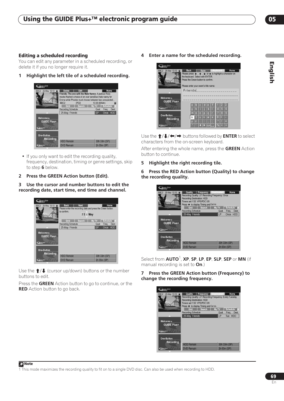 Using the guide plus+™ electronic program guide 05, English | Pioneer RCS-606H User Manual | Page 69 / 152