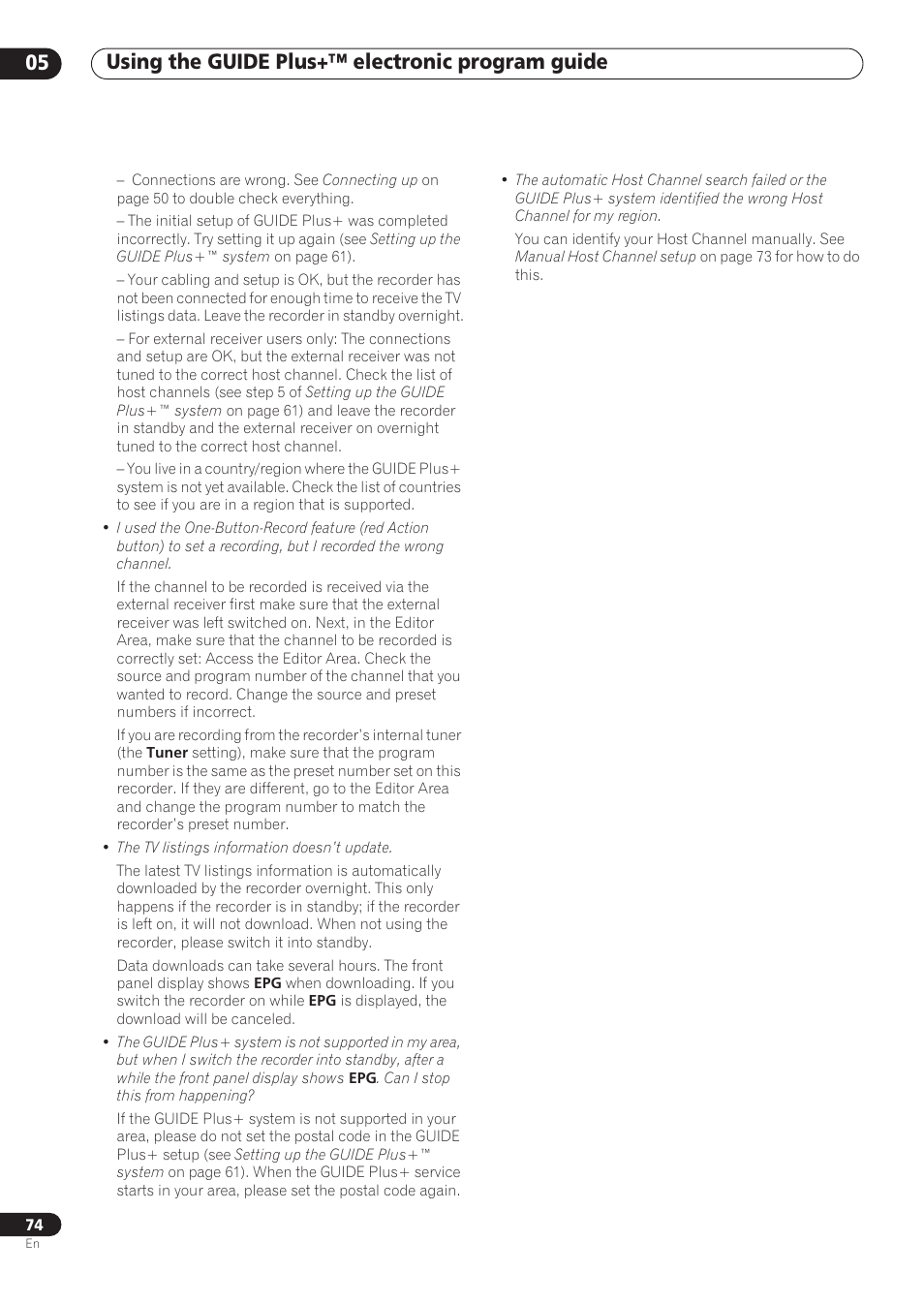 Using the guide plus+™ electronic program guide 05 | Pioneer RCS-606H User Manual | Page 74 / 152