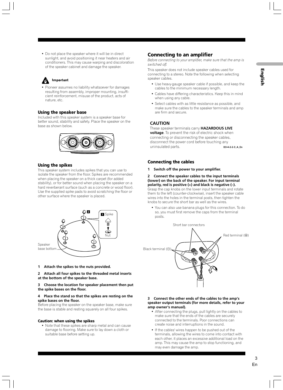 Connecting to an amplifier | Pioneer S-7EX User Manual | Page 3 / 23