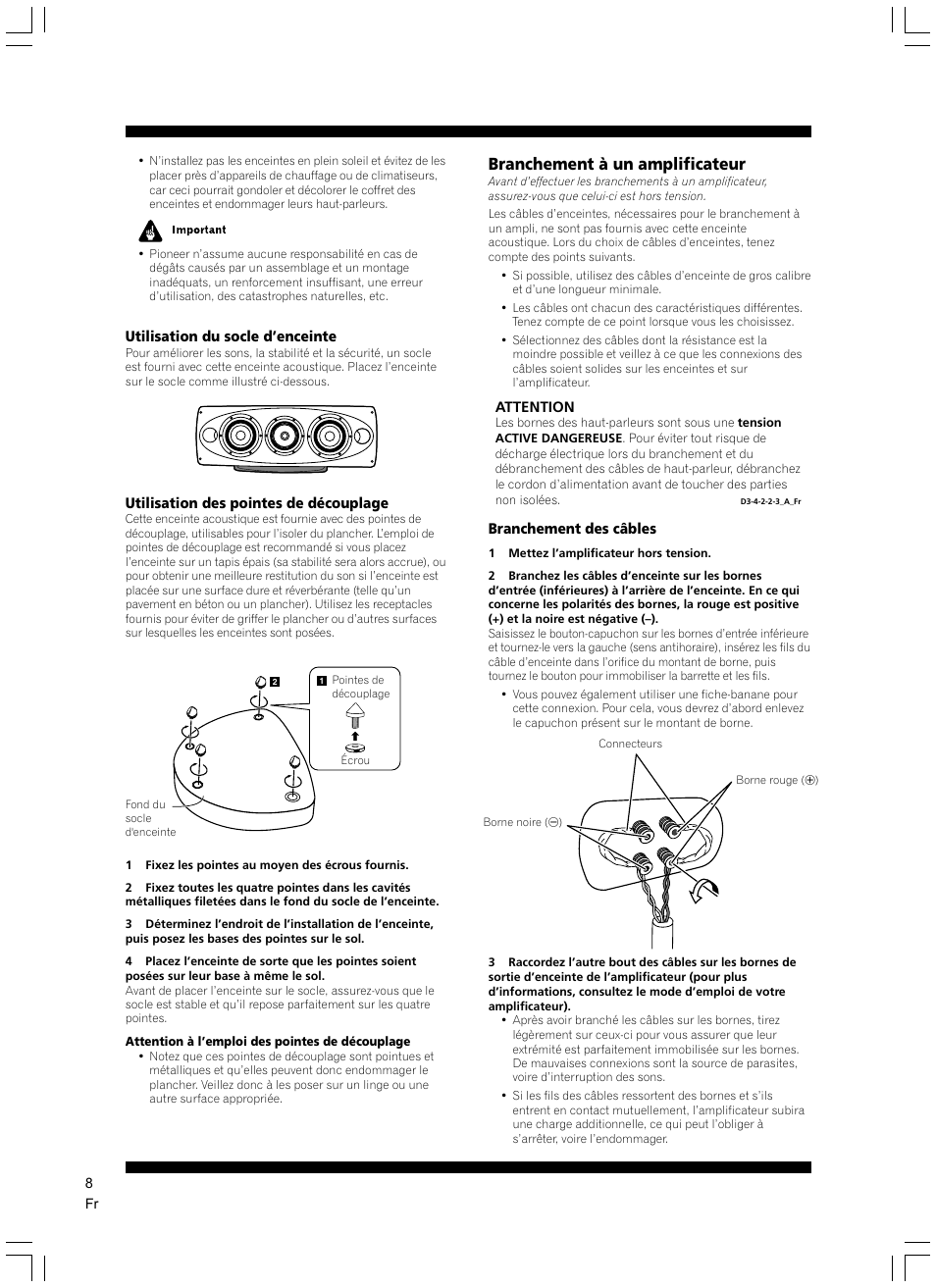 Branchement à un amplificateur | Pioneer S-7EX User Manual | Page 8 / 23