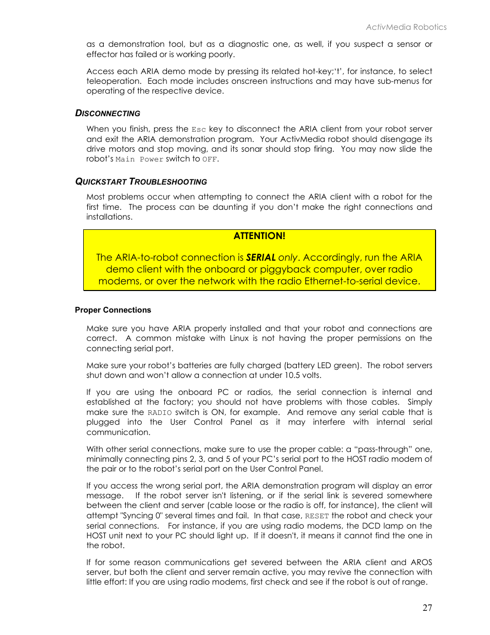 Disconnecting, Quickstart troubleshooting, Proper connections | Isconnecting, Uickstart, Roubleshooting | Pioneer 2TM User Manual | Page 33 / 85