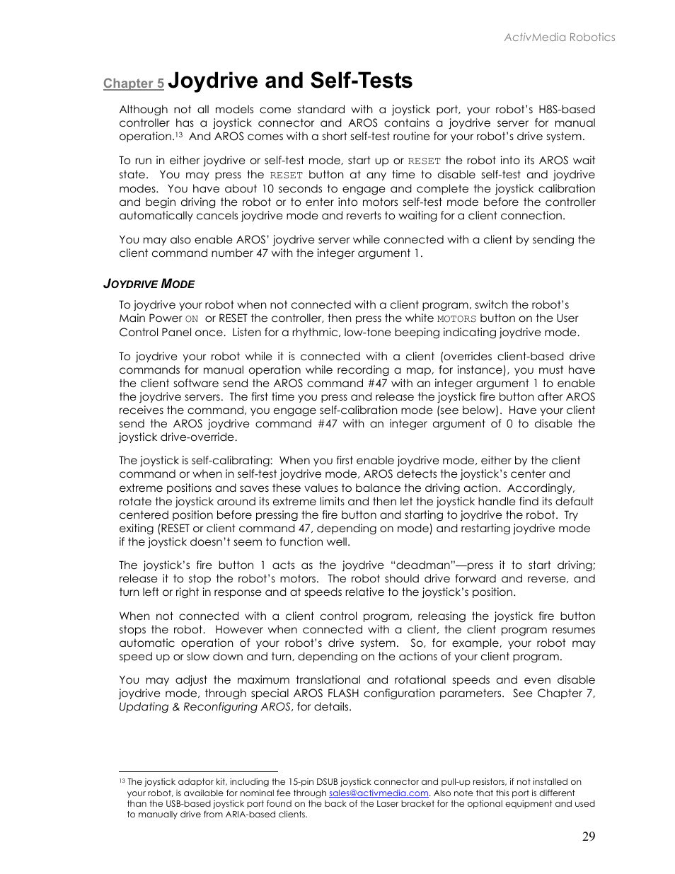 Joydrive and self-tests, Joydrive mode, Chapter 5 joydrive and self-tests | Oydrive | Pioneer 2TM User Manual | Page 35 / 85