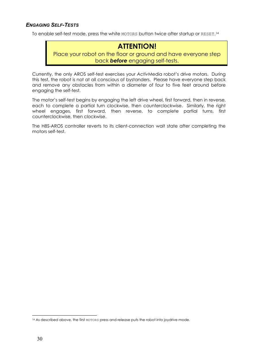 Engaging self-tests, Ngaging, Ests | Attention | Pioneer 2TM User Manual | Page 36 / 85