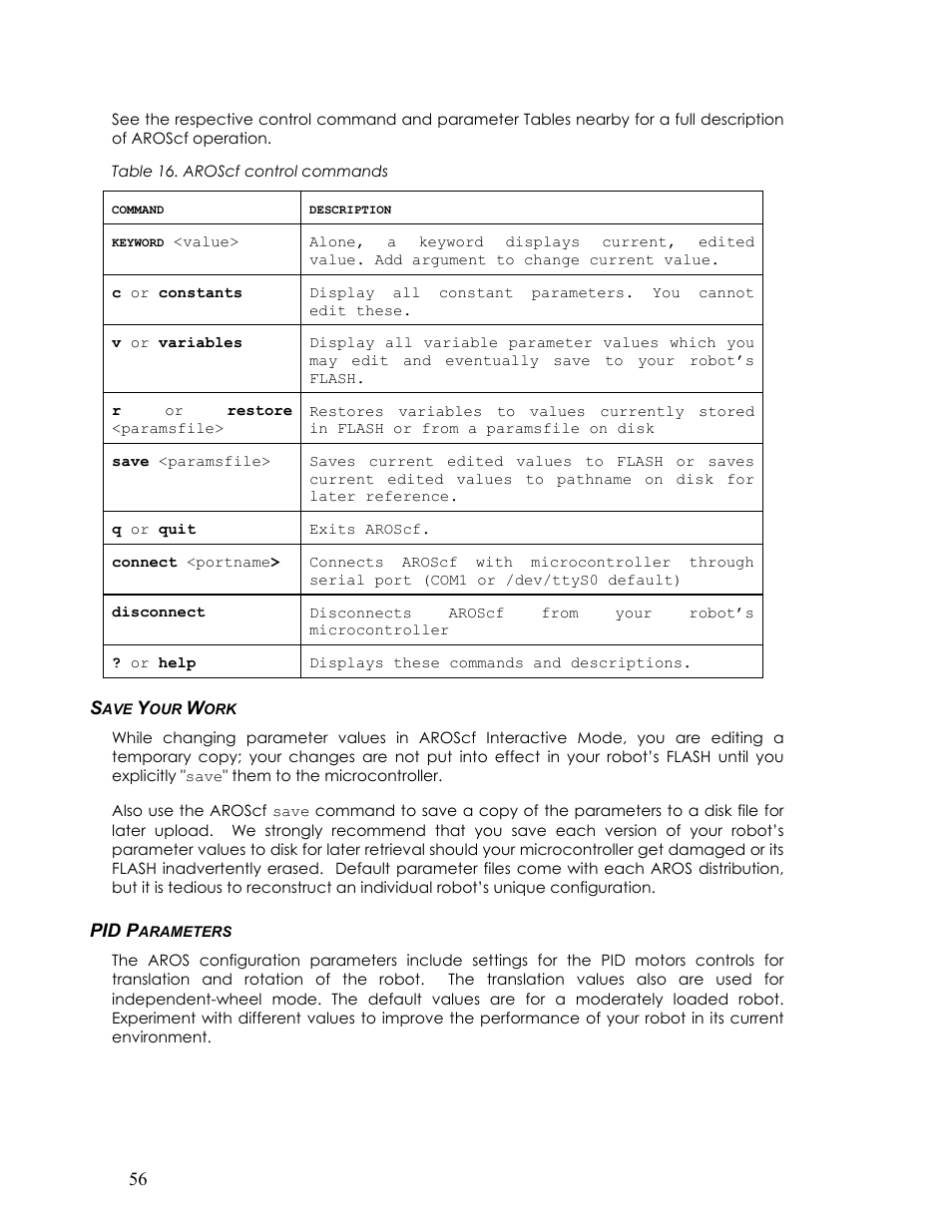 Save your work, Pid parameters, Pid p | Arameters | Pioneer 2TM User Manual | Page 62 / 85