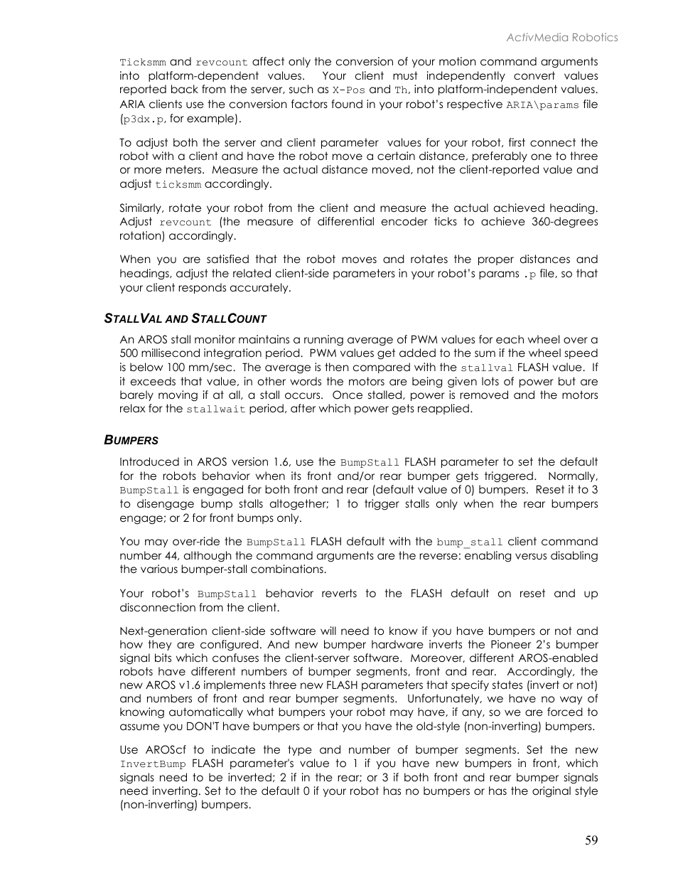 Stallval and stallcount, Bumpers, Tall | Al and, Ount, Umpers | Pioneer 2TM User Manual | Page 65 / 85