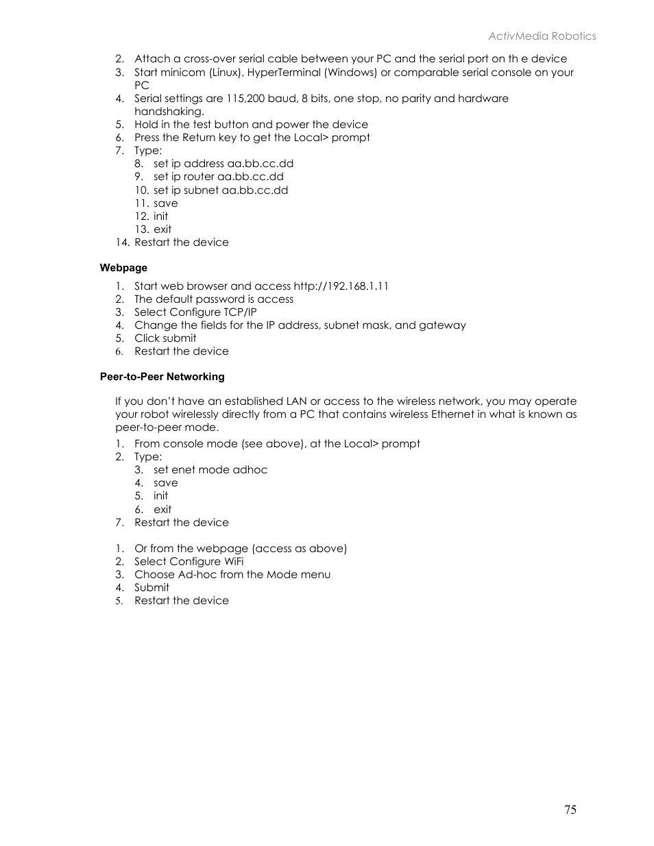 Peer-to-peer networking | Pioneer 2TM User Manual | Page 81 / 85