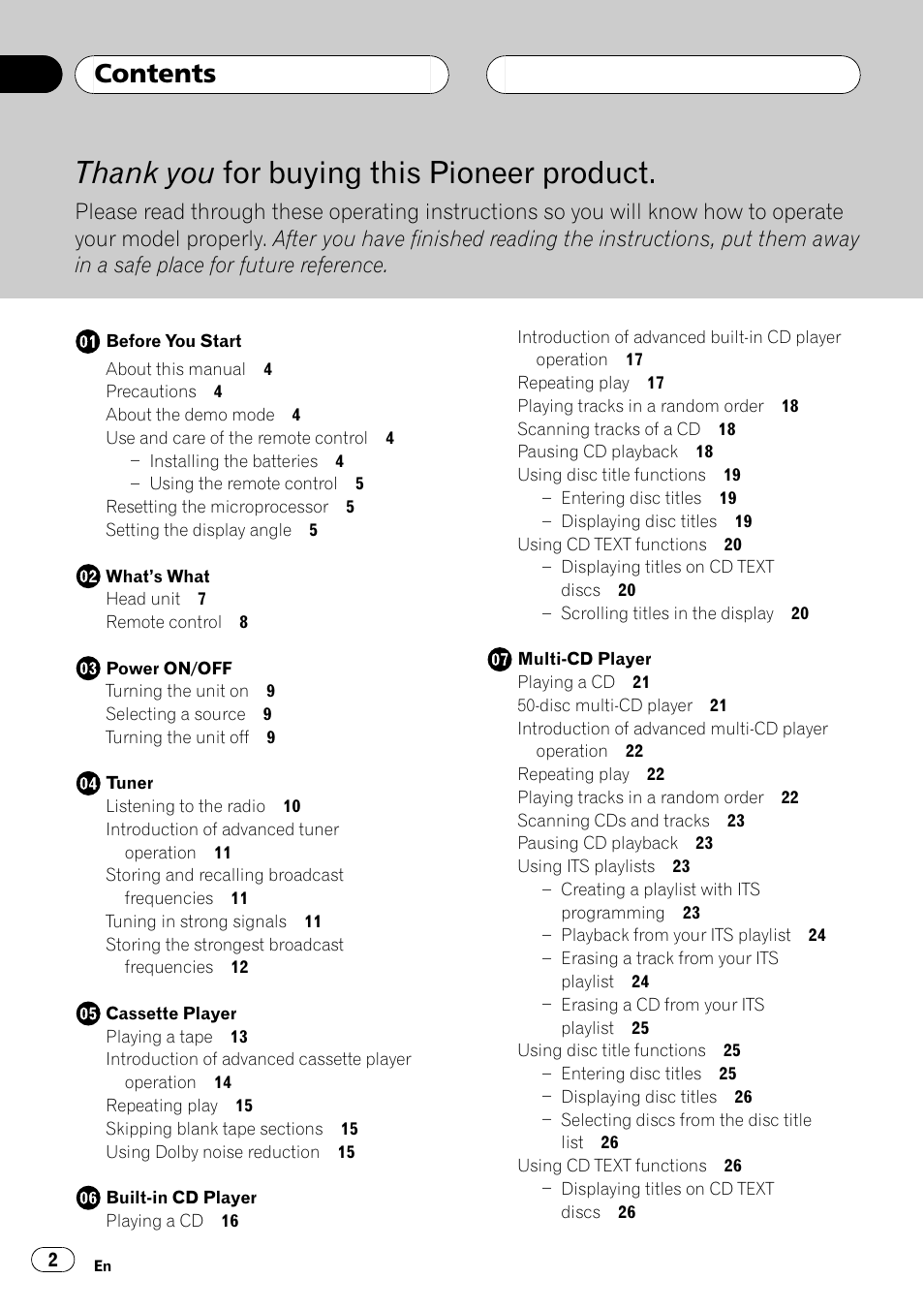 Pioneer FH-P6200 User Manual | Page 2 / 44