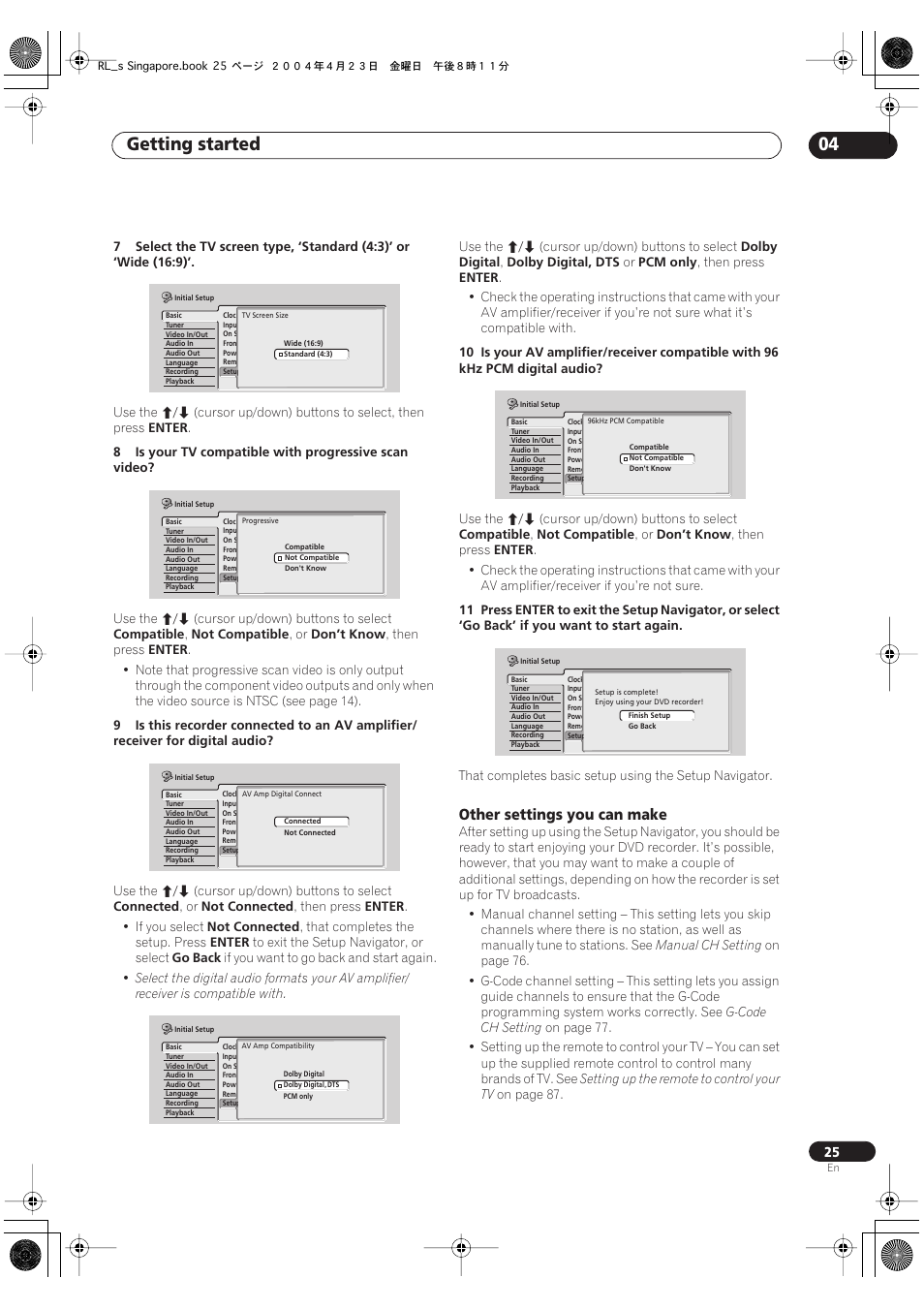 Getting started 04 | Pioneer DVR-320-S User Manual | Page 25 / 100