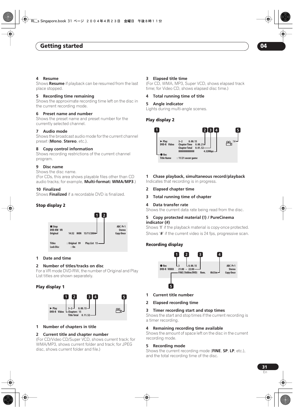 Getting started 04 | Pioneer DVR-320-S User Manual | Page 31 / 100