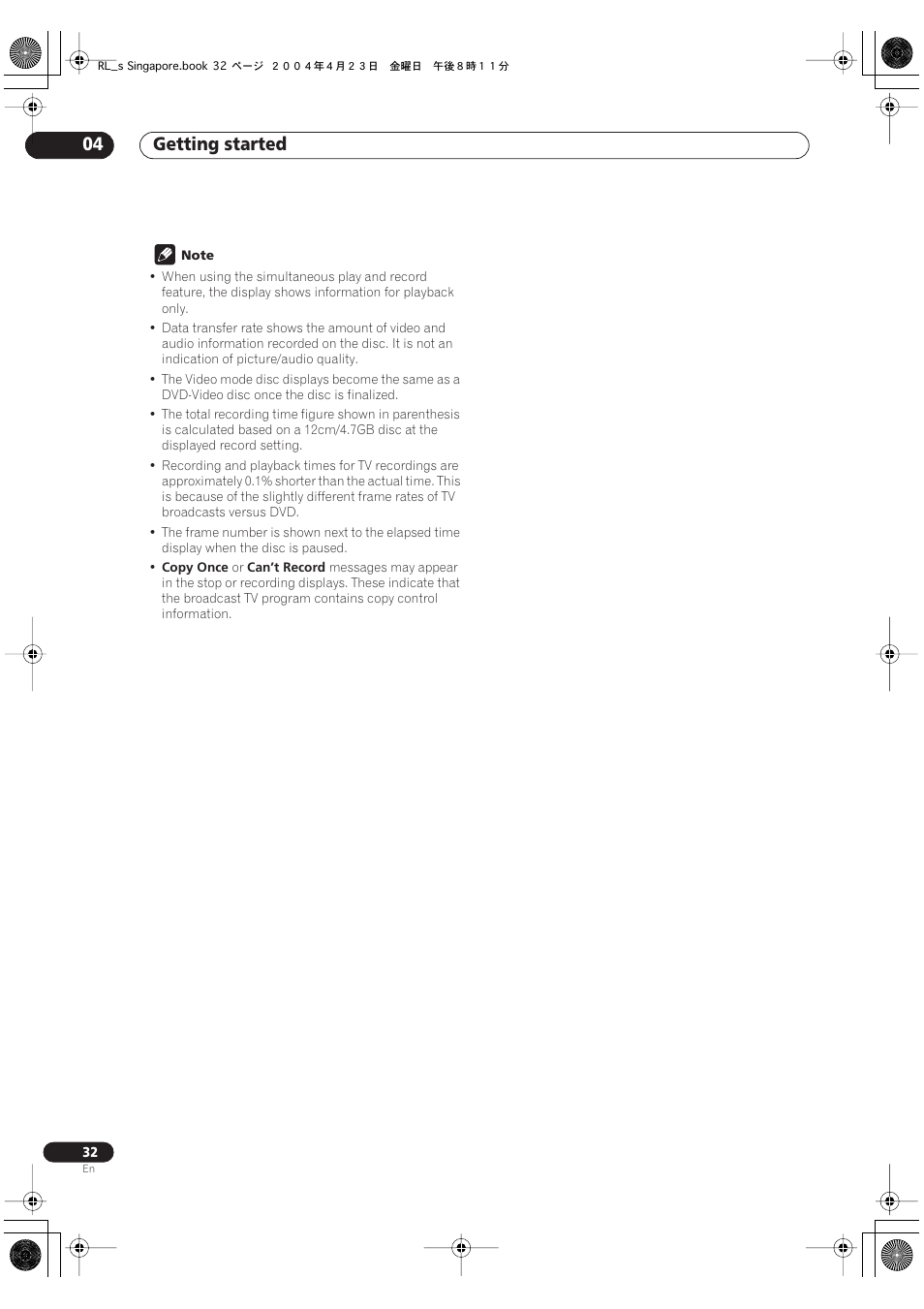 Getting started 04 | Pioneer DVR-320-S User Manual | Page 32 / 100
