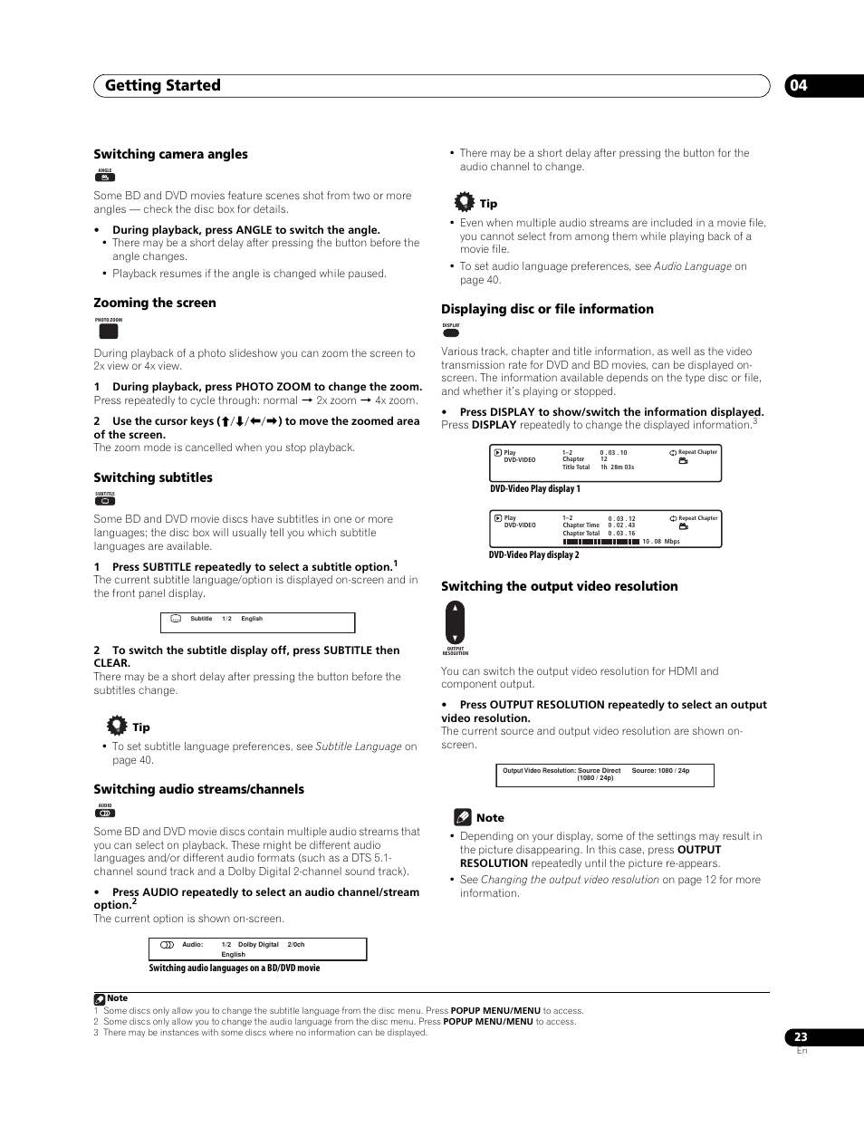Getting started 04 | Pioneer BDP-LX 70 User Manual | Page 23 / 64