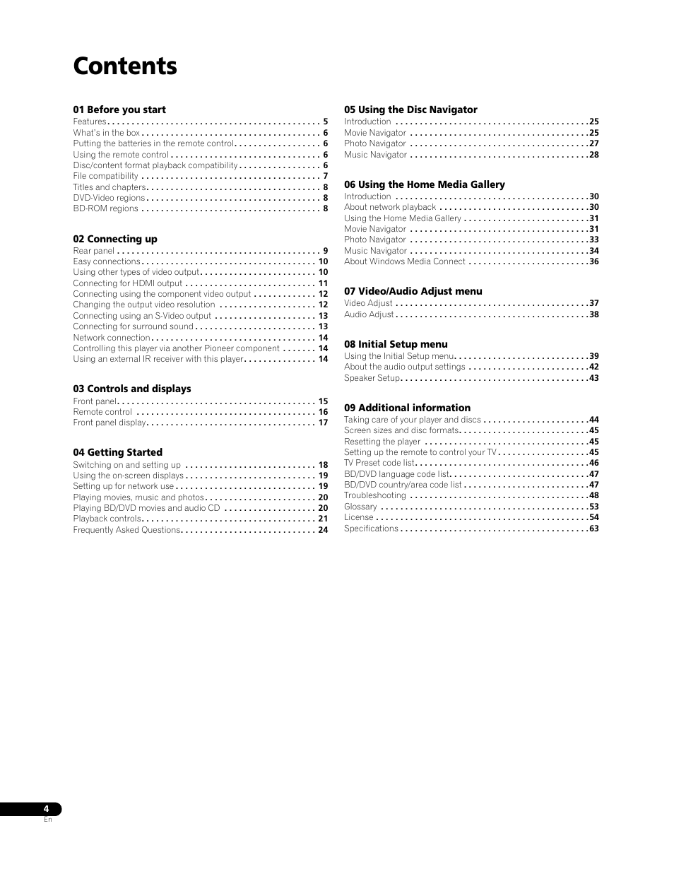 Pioneer BDP-LX 70 User Manual | Page 4 / 64