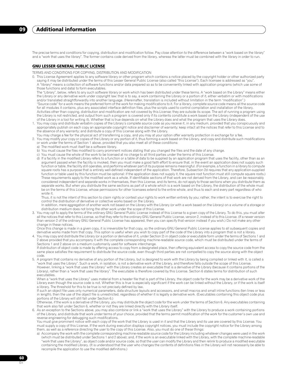 Additional information 09 | Pioneer BDP-LX 70 User Manual | Page 60 / 64