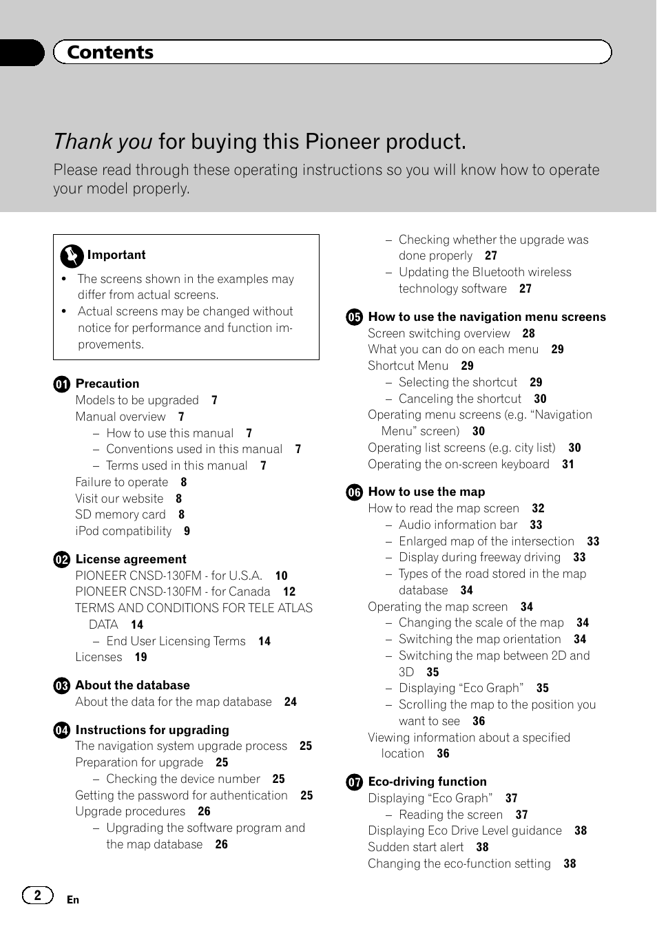 Pioneer 2010 NAVIGATION UPGRADE SD-CARD CNSD-130FM User Manual | Page 2 / 144