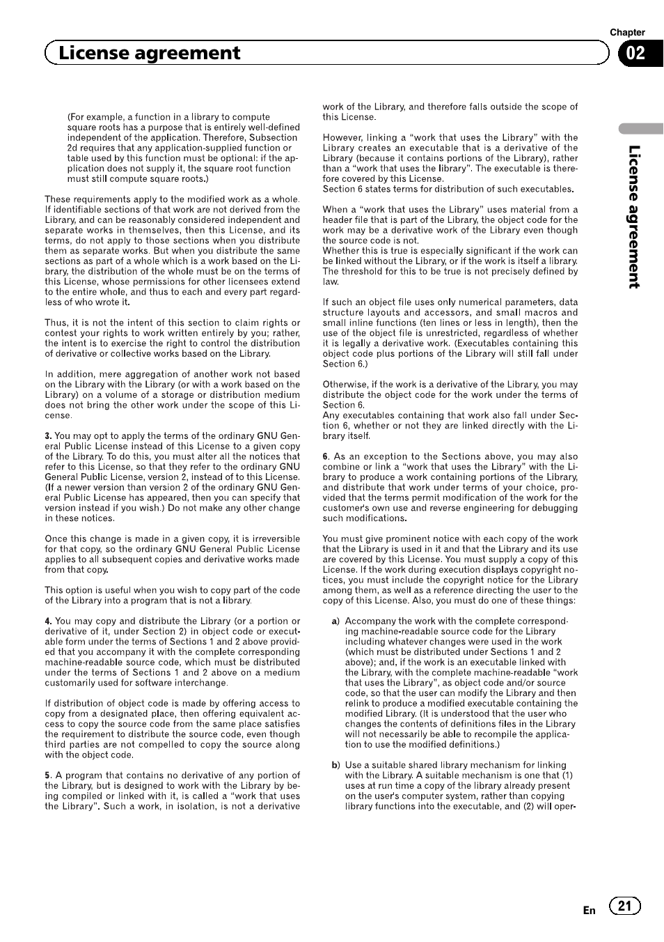 License agreement | Pioneer 2010 NAVIGATION UPGRADE SD-CARD CNSD-130FM User Manual | Page 21 / 144