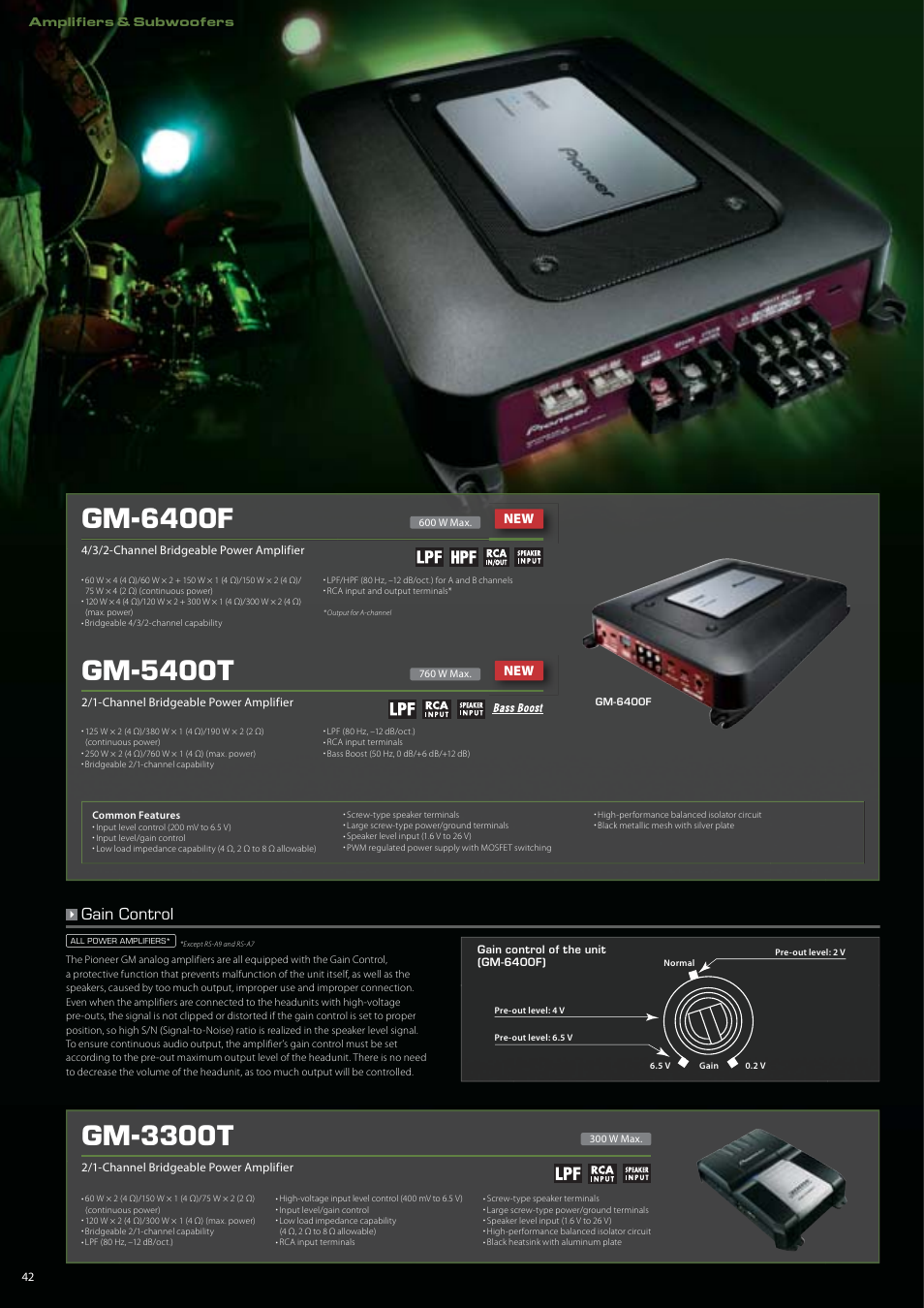 Gm-6400f, Gm-5400t, Gm-3300t | Gain control | Pioneer DEH-P7150UB User Manual | Page 42 / 64