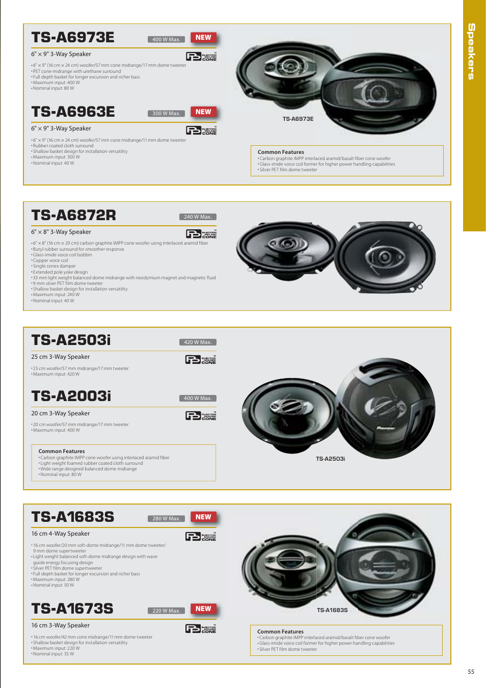 Ts-a6973e, Ts-a6963e, Ts-a6872r | Ts-a2503i, Ts-a2003i, Ts-a1683s, Ts-a1673s | Pioneer DEH-P7150UB User Manual | Page 55 / 64
