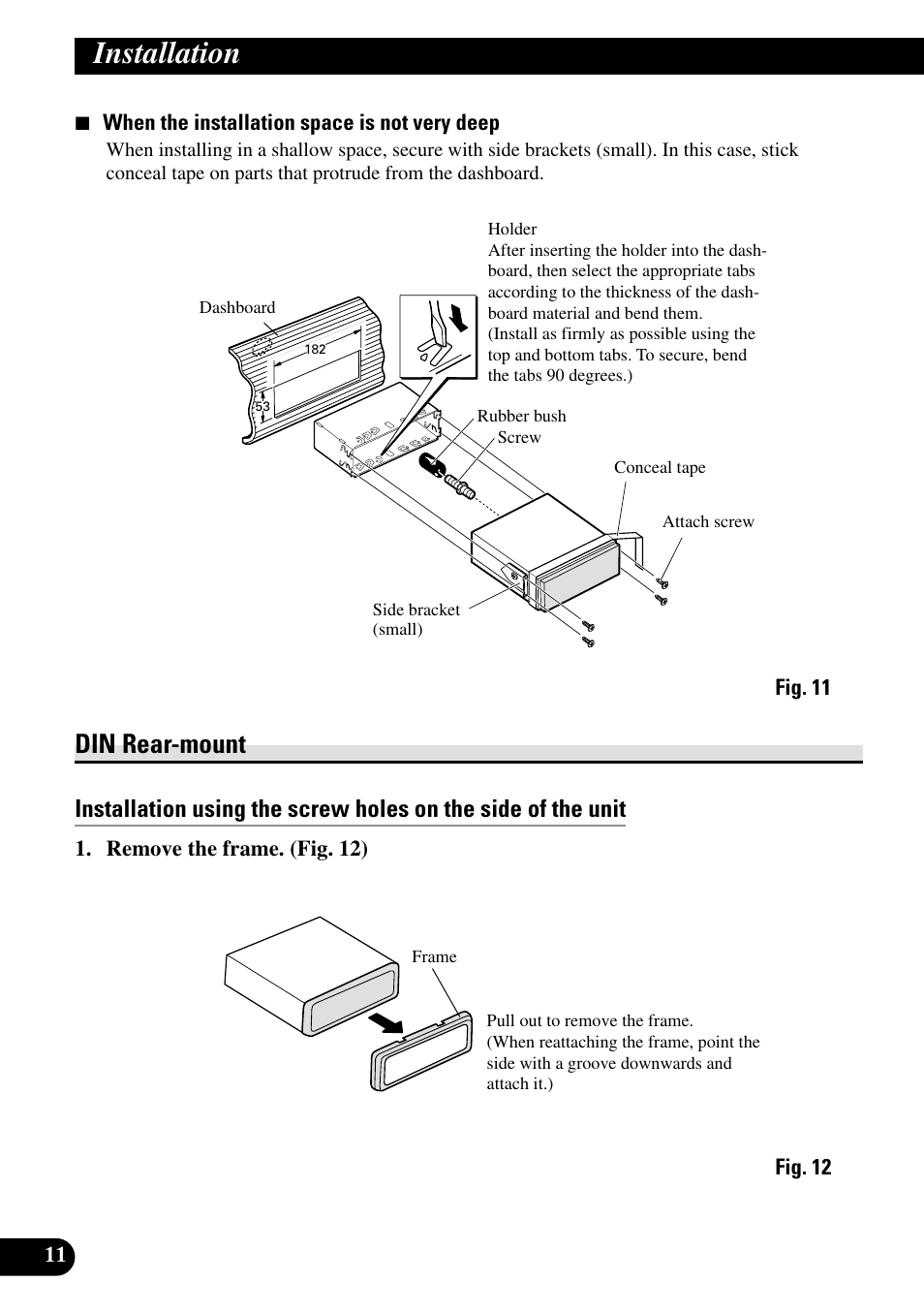 Din rear-mount, Installation | Pioneer AVH-P6450CD User Manual | Page 12 / 14