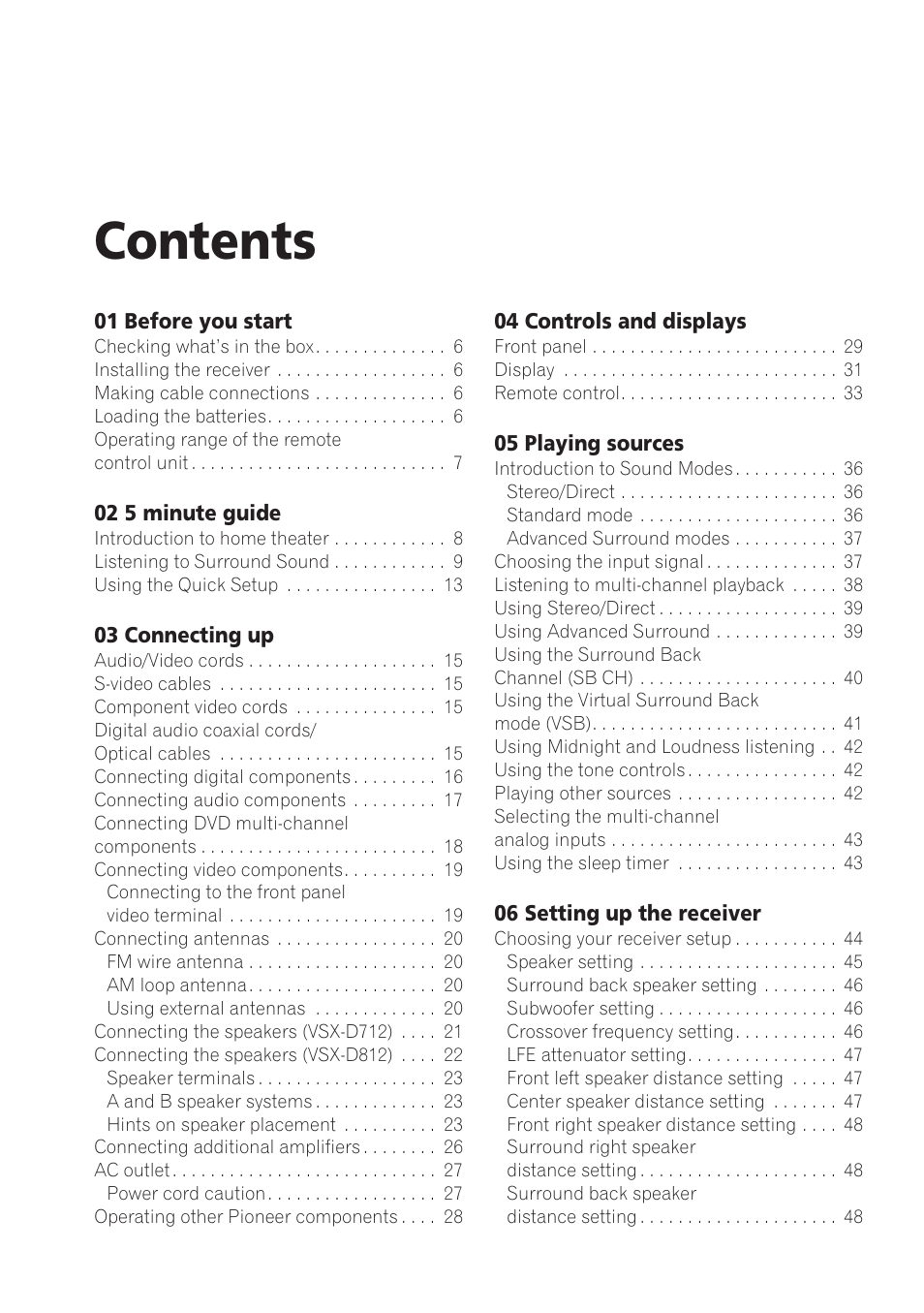 Pioneer VSX-D712 User Manual | Page 4 / 72