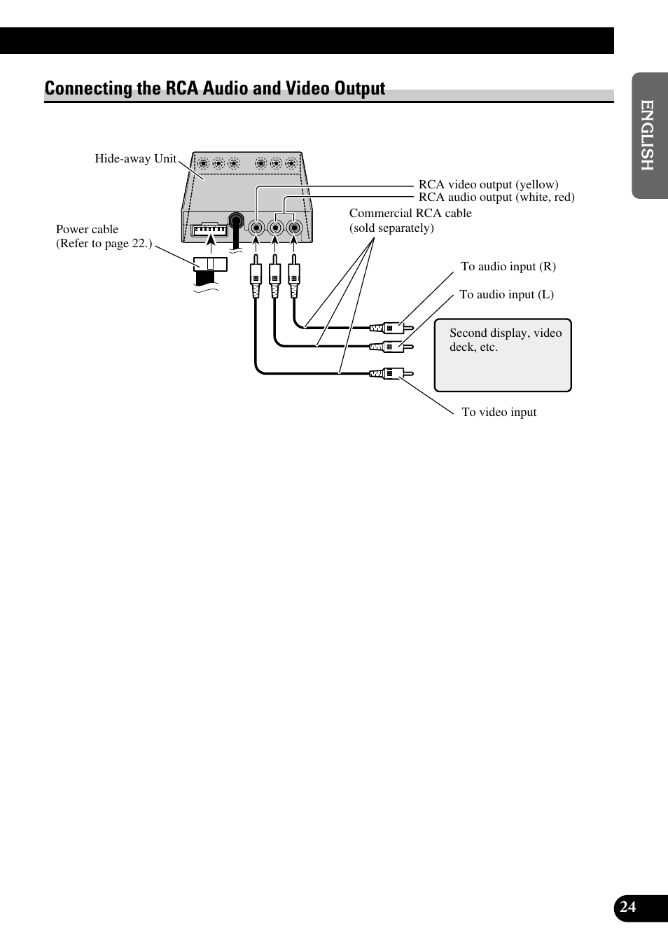 Connecting the rca audio and, Video output, Connecting the rca audio and video output | Pioneer AVD-W6200 User Manual | Page 25 / 30