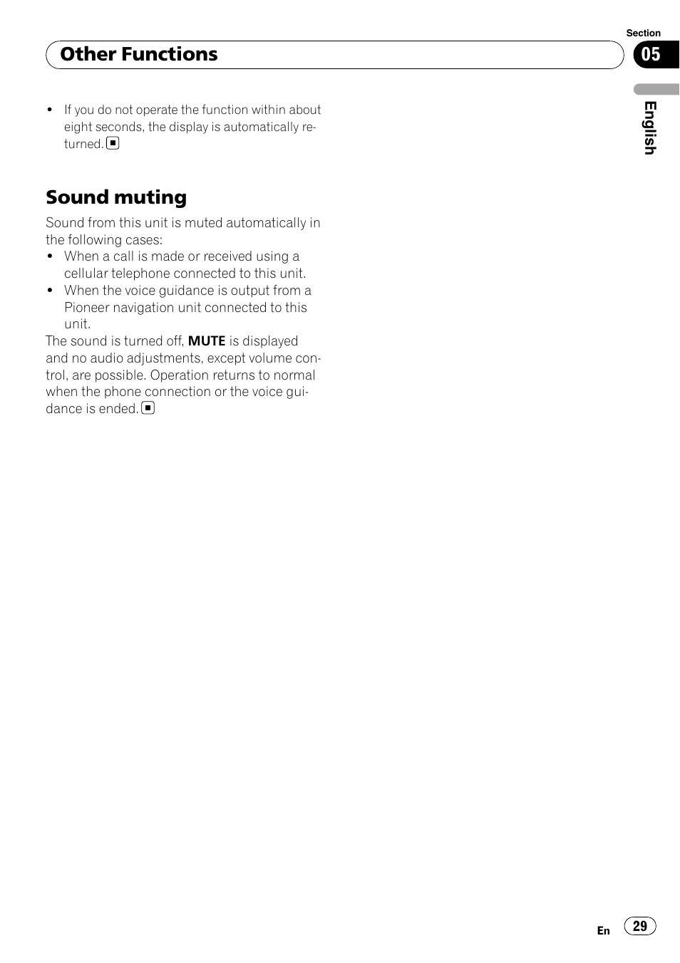 Sound muting, Other functions | Pioneer DEH-4000UB User Manual | Page 29 / 73