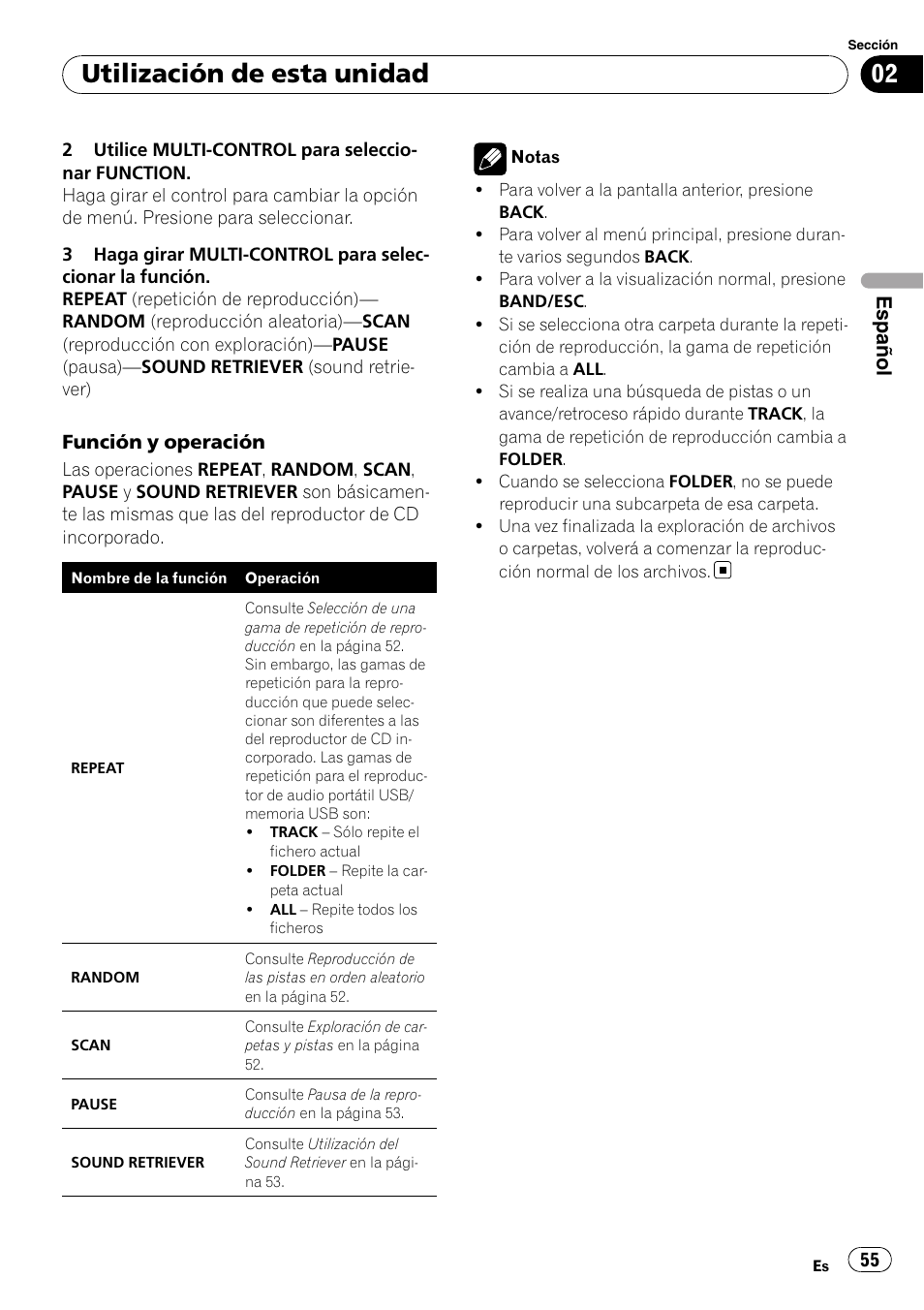 Utilización de esta unidad | Pioneer DEH-4000UB User Manual | Page 55 / 73