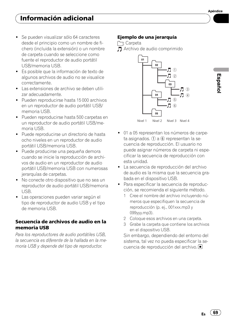 Información adicional | Pioneer DEH-4000UB User Manual | Page 69 / 73