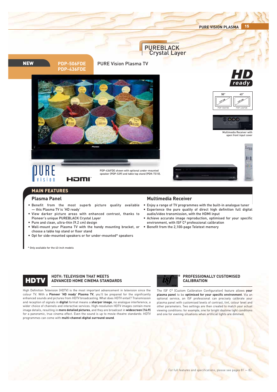 Hdtv, Pureblack crystal layer | Pioneer ULTIMATE DIGITAL AUDIO/VIDEO ENTERTAINMENT User Manual | Page 15 / 47