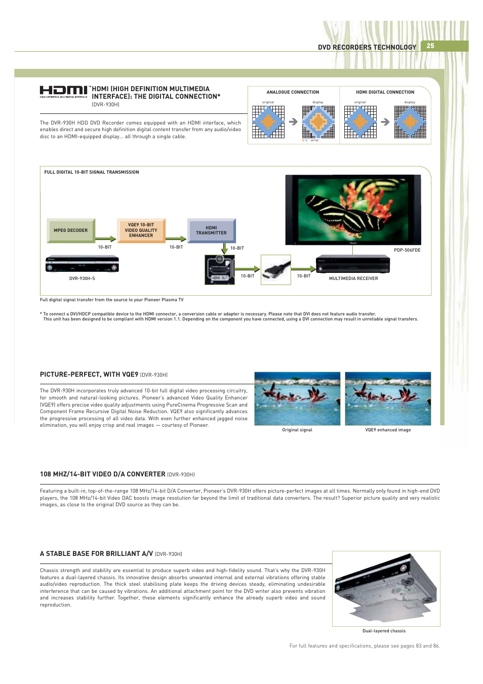 Dvd recorders technology 25, Picture-perfect, with vqe9, A stable base for brilliant a/v | Pioneer ULTIMATE DIGITAL AUDIO/VIDEO ENTERTAINMENT User Manual | Page 25 / 47