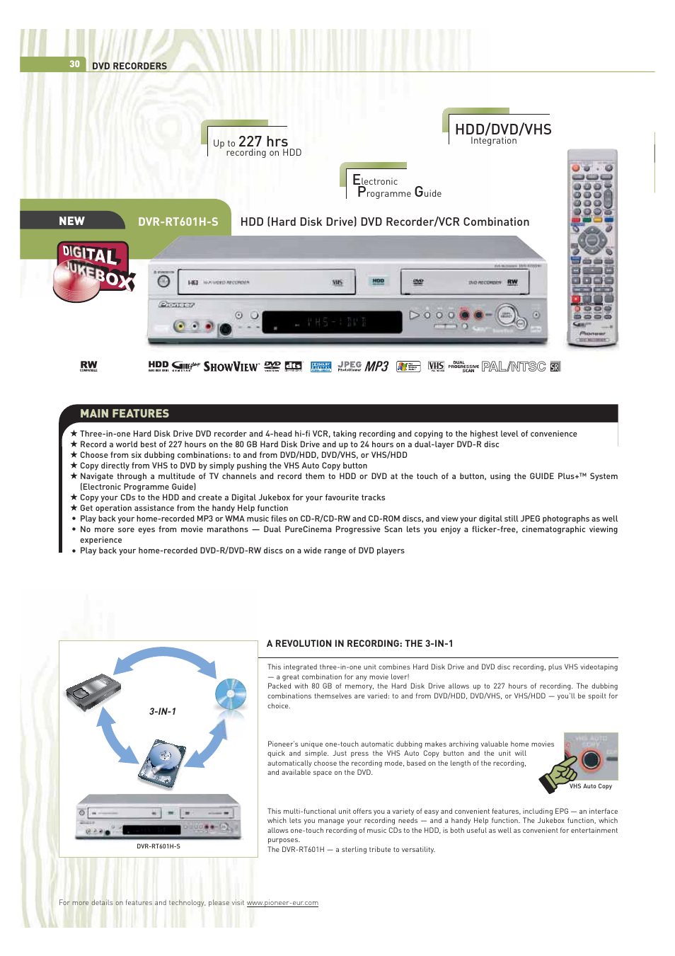 227 hrs, Hdd/dvd/vhs | Pioneer ULTIMATE DIGITAL AUDIO/VIDEO ENTERTAINMENT User Manual | Page 30 / 47