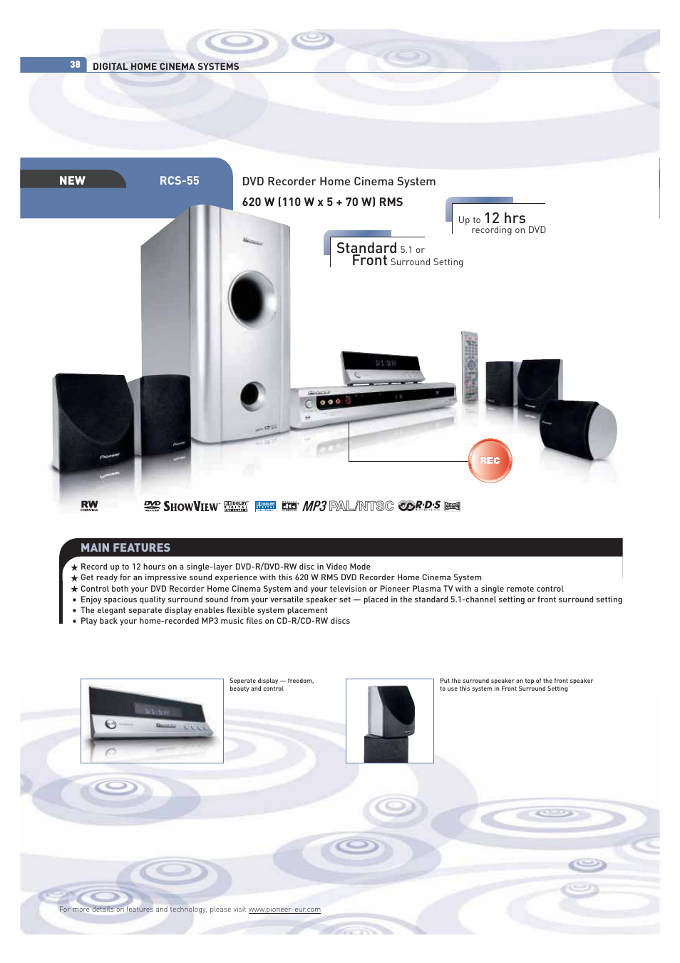 12 hrs, Standard, Front | Pioneer ULTIMATE DIGITAL AUDIO/VIDEO ENTERTAINMENT User Manual | Page 38 / 47