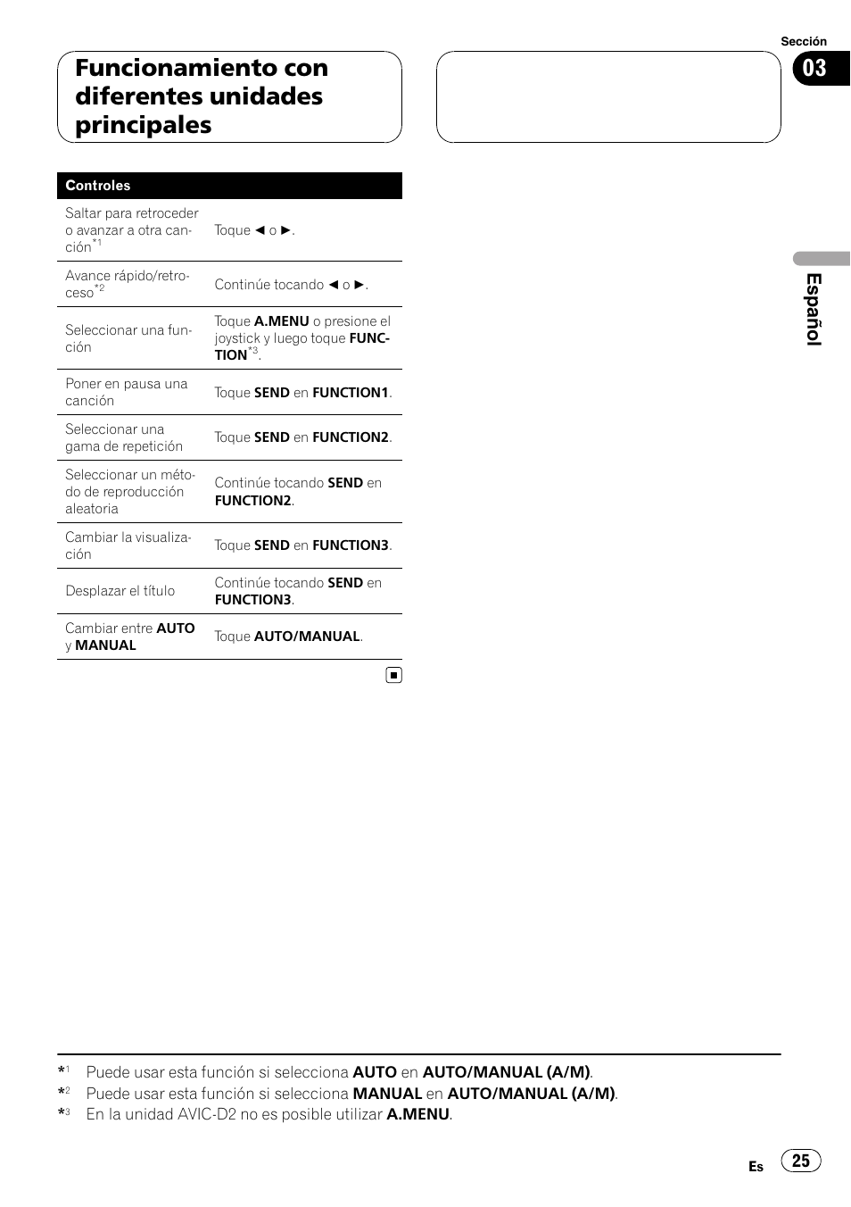 Funcionamiento con diferentes unidades principales, Español | Pioneer CD-IB100II User Manual | Page 25 / 84